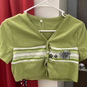 green floral crop top